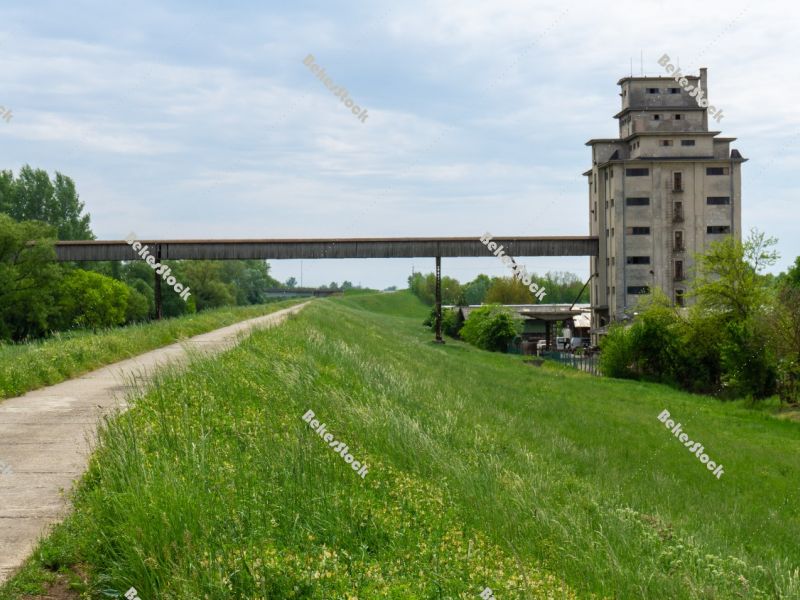 Grain silo on the Kettos-Koros river in Bekes - tarhaz, storehou Grain silo on the Kettos-Koros river in Bekes - tarhaz, storehou