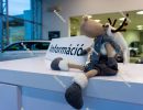 Christmas reindeer figurine in the car showroom