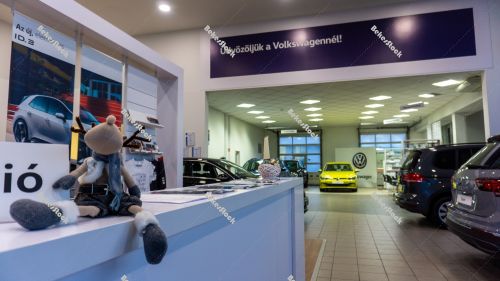 Christmas reindeer figurine in the Volkswagen car showroom Christmas reindeer figurine in the Volkswagen car showroom