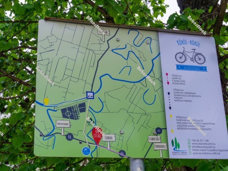 Information board - Cycling routes in Szarvas (`Körös-Körül  Information board - Cycling routes in Szarvas (`Körös-Körül