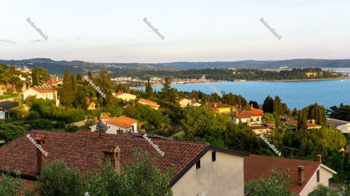 View from the terrace of Vila Toni at sunset, Portoroz, Piran, O View from the terrace of Vila Toni at sunset, Portoroz, Piran, O