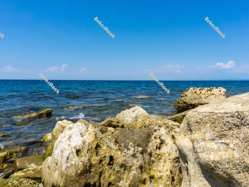 Rocks on the beach. Portoroz, Piran, Obalno-kraska, Slovenia, Ju Rocks on the beach. Portoroz, Piran, Obalno-kraska, Slovenia, Ju