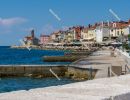 Beach promenade in Piran. Portoroz, Piran, Obalno-kraska, Sloven