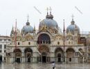 Deserted, rainy St. Mark's Square in Venice during the coronavir