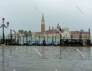 Empty gondolas moored, without tourists in Venice during the cor