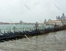 Empty gondolas moored, without tourists in Venice during the cor