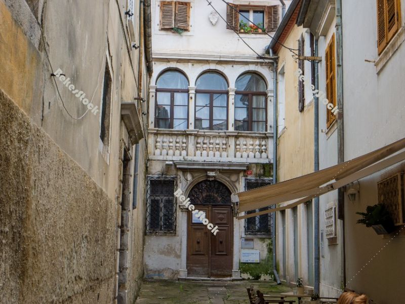 Old Town Koper. Cevljarska street (`Čevljarska ulica`). Koper,  Old Town Koper. Cevljarska street (`Čevljarska ulica`). Koper,