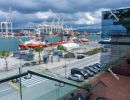 Panoramic glass elevator in the port of Koper. Koper (`Capodistr