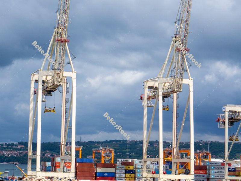 Cranes in the container terminal. Luka Koper (`Capodistria`), Sl Cranes in the container terminal. Luka Koper (`Capodistria`), Sl