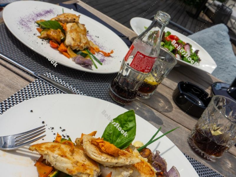 Grilled chicken with roasted vegetables. Koper (`Capodistria`),  Grilled chicken with roasted vegetables. Koper (`Capodistria`),