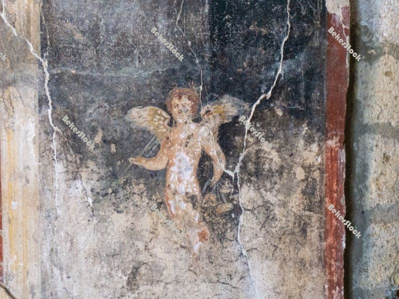 Detail of a fresco in the Suburban Baths in Pompeii. Pompei, Cam Detail of a fresco in the Suburban Baths in Pompeii. Pompei, Cam