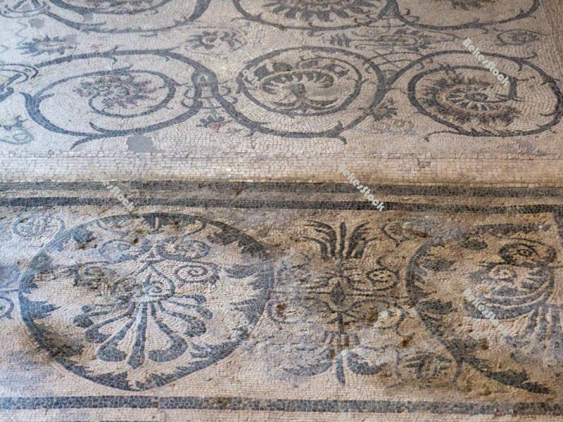 Mosaic decoration in the Suburban Baths in Pompeii. Pompei, Camp Mosaic decoration in the Suburban Baths in Pompeii. Pompei, Camp