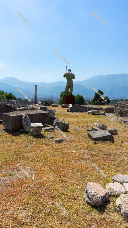 Sanctuary of Venus with bronze statue of Daedalus (`Dedalo`) in Sanctuary of Venus with bronze statue of Daedalus (`Dedalo`) in
