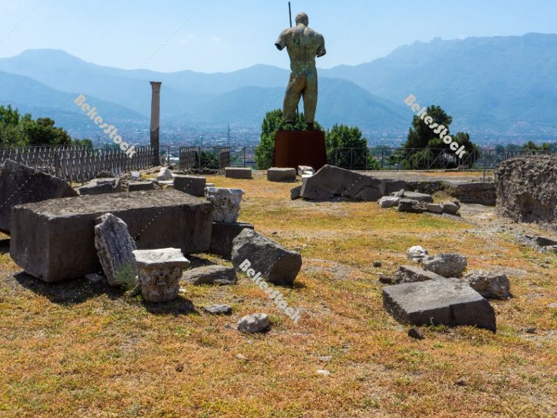 Sanctuary of Venus with bronze statue of Daedalus (`Dedalo`) in  Sanctuary of Venus with bronze statue of Daedalus (`Dedalo`) in