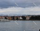 Ship arrives in Zadar, Zadar as seen from the sea with mountains in background, December 2019