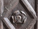 Rose decoration on the church door, Cathedral of St. Anastasia wooden door (Sveta Stošija), detail, Zadar, Croatia, December 2019