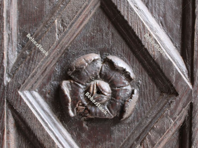 Rose decoration on the church door, Cathedral of St. Anastasia wooden door (Sveta Stošija), detail, Zadar, Croatia, December 2019 Rose decoration on the church door, Cathedral of St. Anastasia wooden door (Sveta Stošija), detail, Zadar, Croatia, December 2019