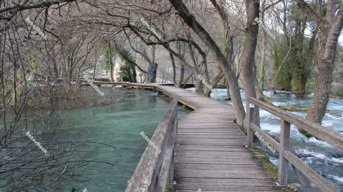 Walkway at`Skradinski Buk` Waterfall - Krka National Park, Lozovac, Croatia, December 2019 Walkway at`Skradinski Buk` Waterfall - Krka National Park, Lozovac, Croatia, December 2019
