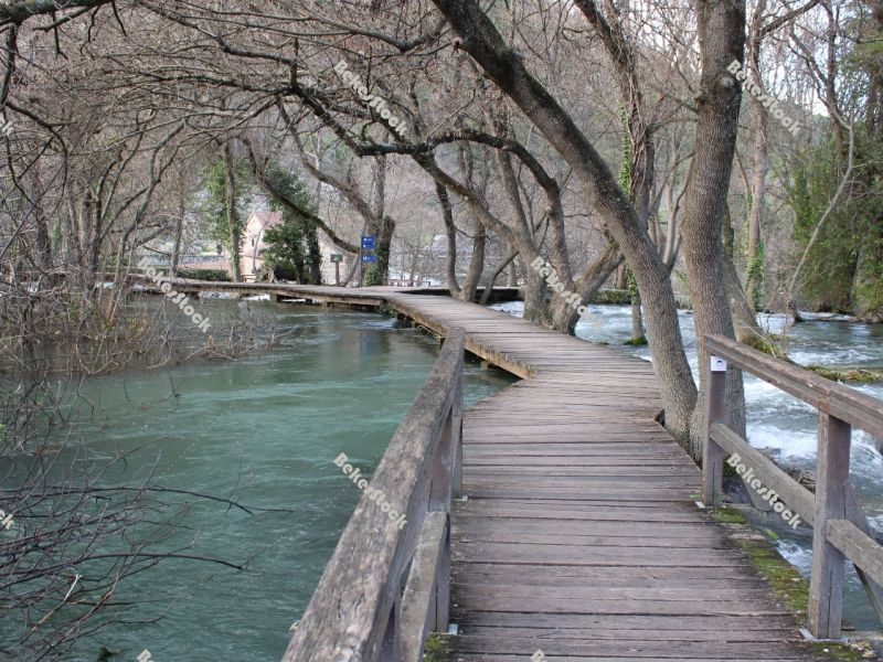 Walkway at`Skradinski Buk` Waterfall - Krka National Park, Lozovac, Croatia, December 2019 Walkway at`Skradinski Buk` Waterfall - Krka National Park, Lozovac, Croatia, December 2019