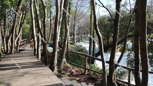 Walkway at`Skradinski Buk` Waterfall - Krka National Park,Lozovac, Croatia, December 2019 Walkway at`Skradinski Buk` Waterfall - Krka National Park,Lozovac, Croatia, December 2019