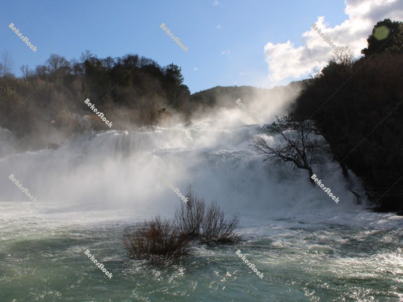 The power of water. `Skradinski Buk` waterfall  total - Krka National Park, Lozovac , Croatia, December 2019 The power of water. `Skradinski Buk` waterfall  total - Krka National Park, Lozovac , Croatia, December 2019